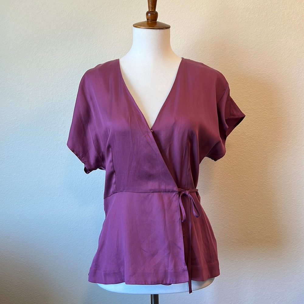 Rich Mauve Colored Wrap Blouse